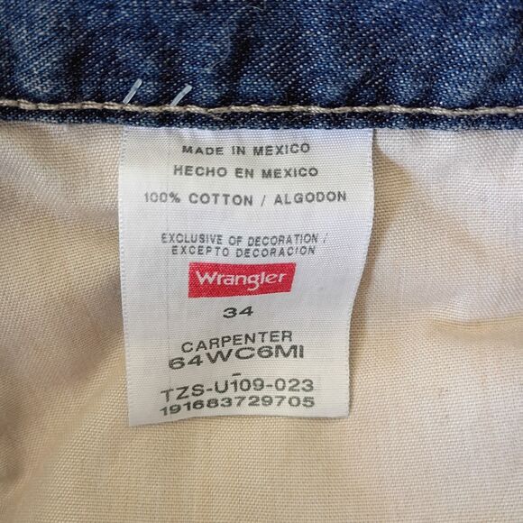 Wrangler Carpenter Jean Shorts Jorts Y2K Men's 34x10 - Picture 3 of 5